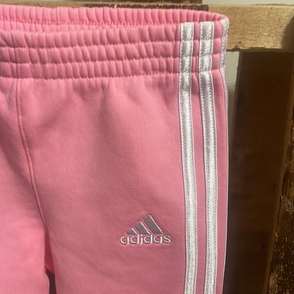 Adidas Pink Polar Fleece Sweatpants White Stripes bottoms NEW Sz 24Mos - Picture 6 of 11